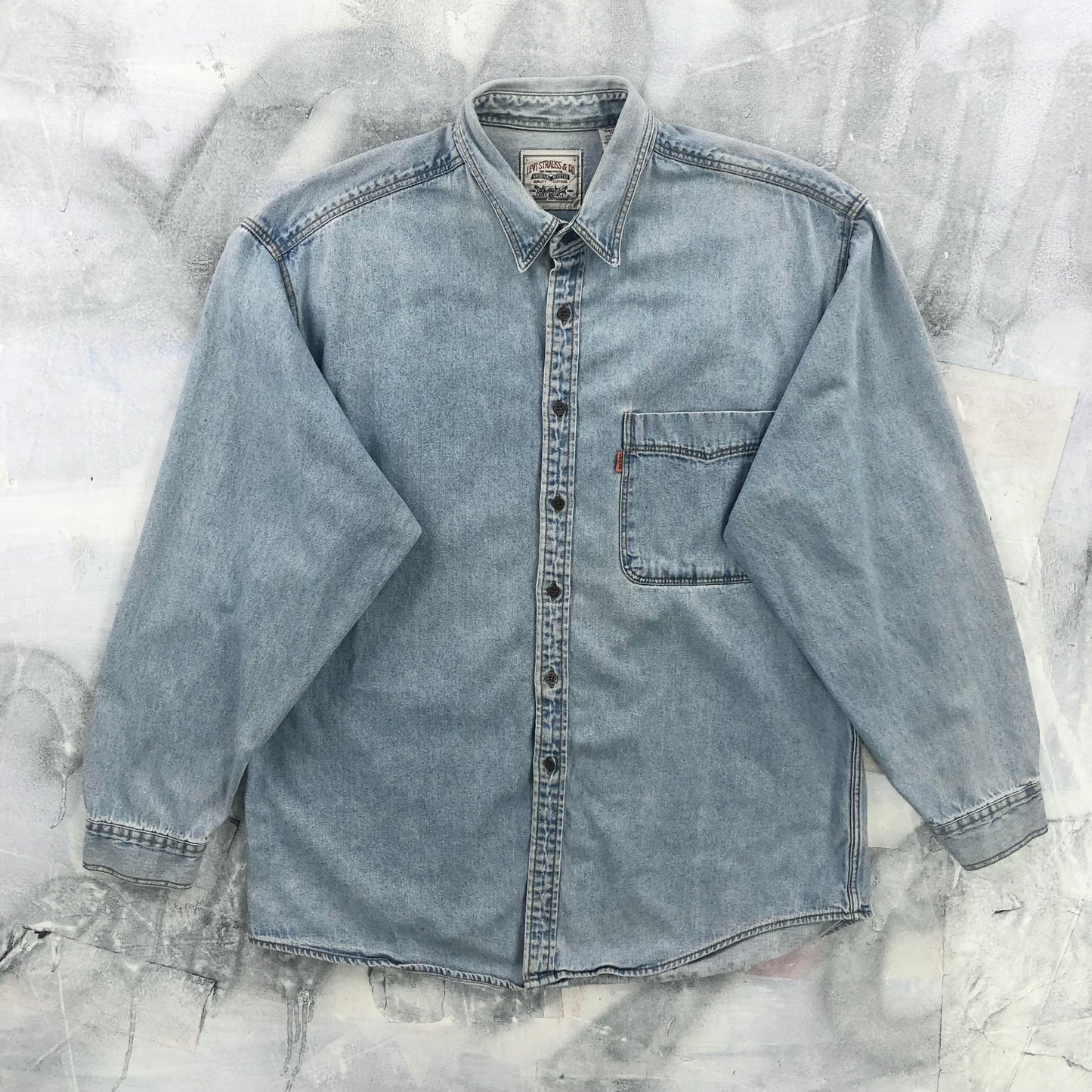 Vintage 90s Levis Orange Tag Denim Button Shirt L