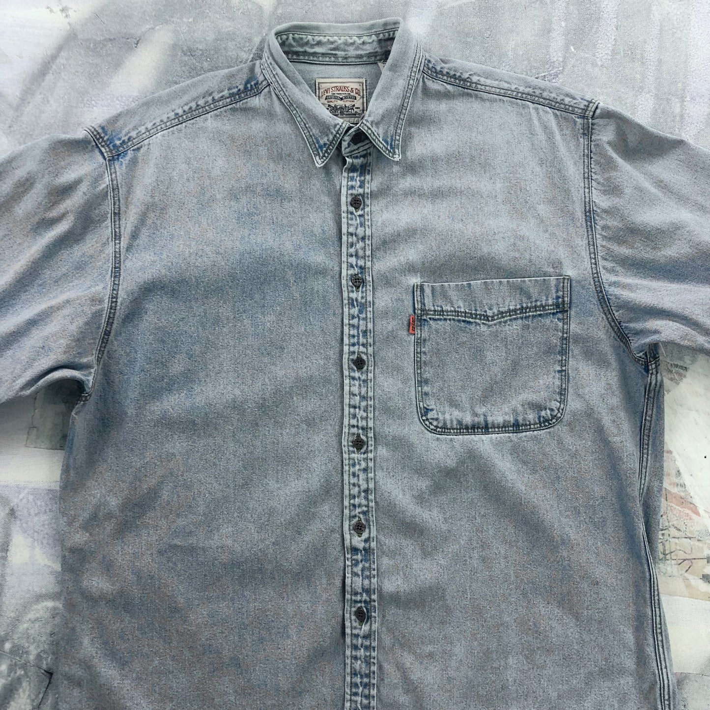Vintage 90s Levis Orange Tag Denim Button Shirt L