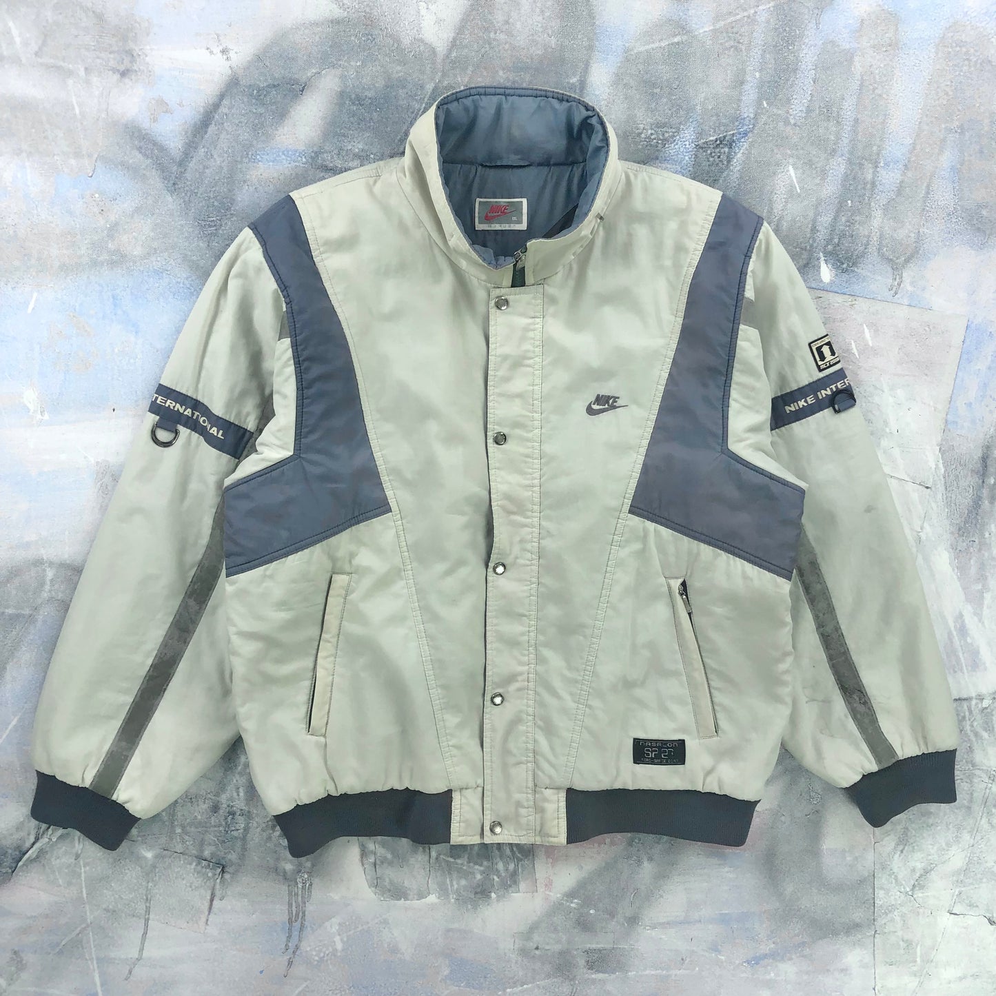 Vintage 80s Nike Korea International Fleece Lined Zip Sport Jacket L