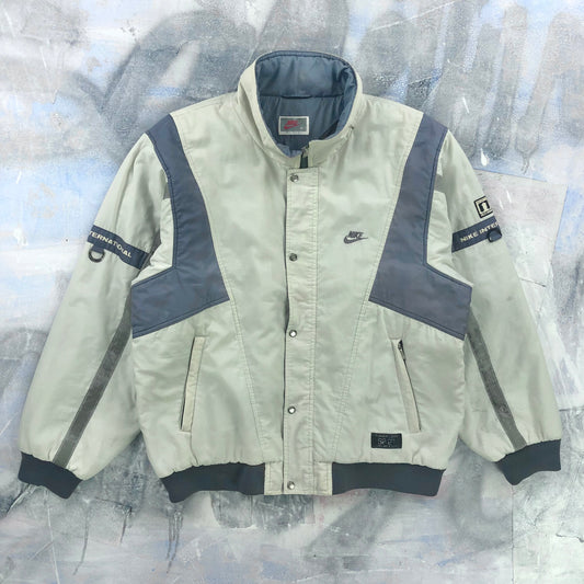 Vintage 80s Nike Korea International Fleece Lined Zip Sport Jacket L