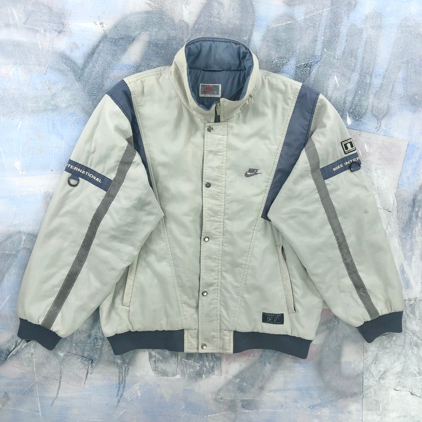 Vintage 80s Nike Korea International Fleece Lined Zip Sport Jacket L