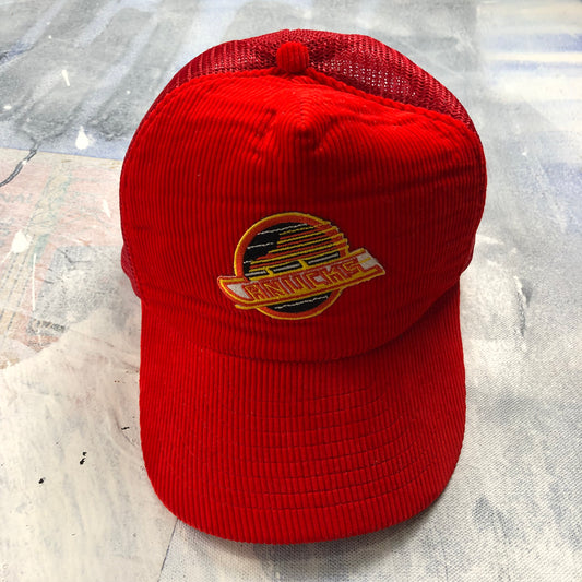 Vintage NHL Vancouver Canucks Corduroy Snapback Trucker Hat