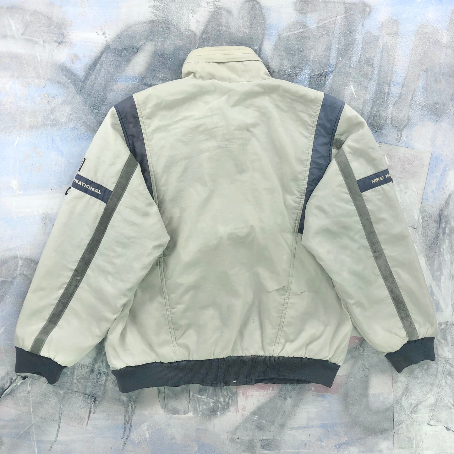 Vintage 80s Nike Korea International Fleece Lined Zip Sport Jacket L