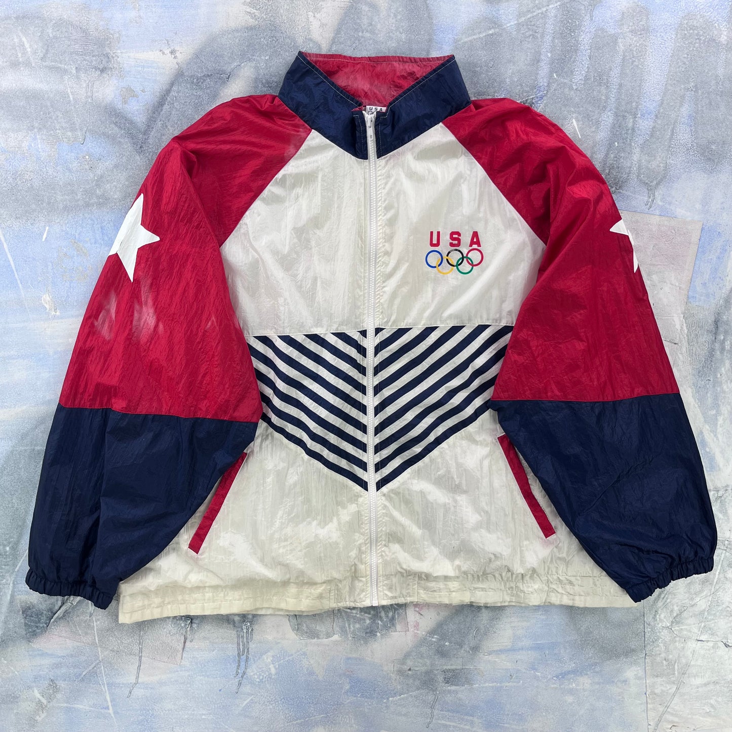 Vintage 90s USA Olympic Team Windbreaker Zip Jacket XXL