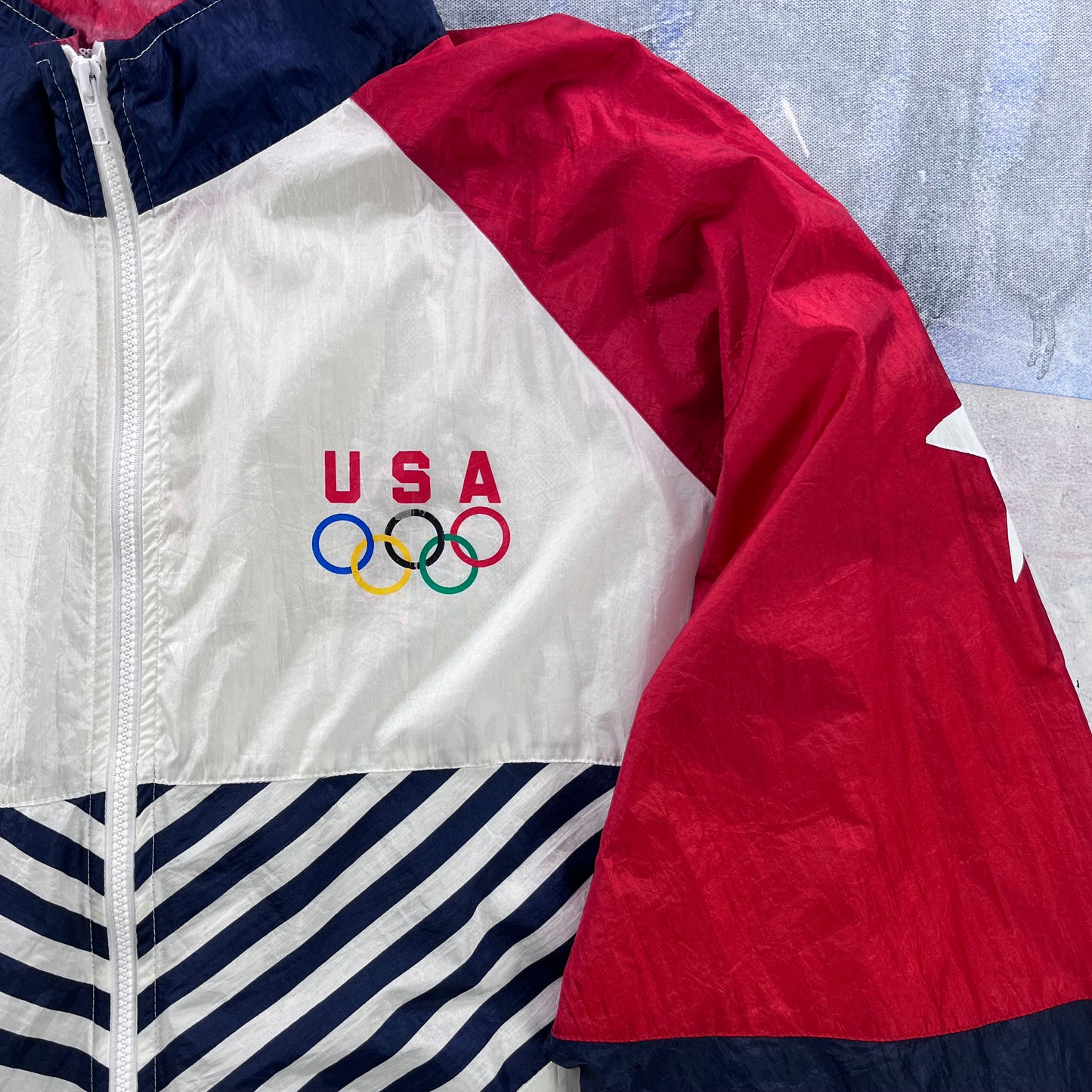 Vintage 90s USA Olympic Team Windbreaker Zip Jacket XXL