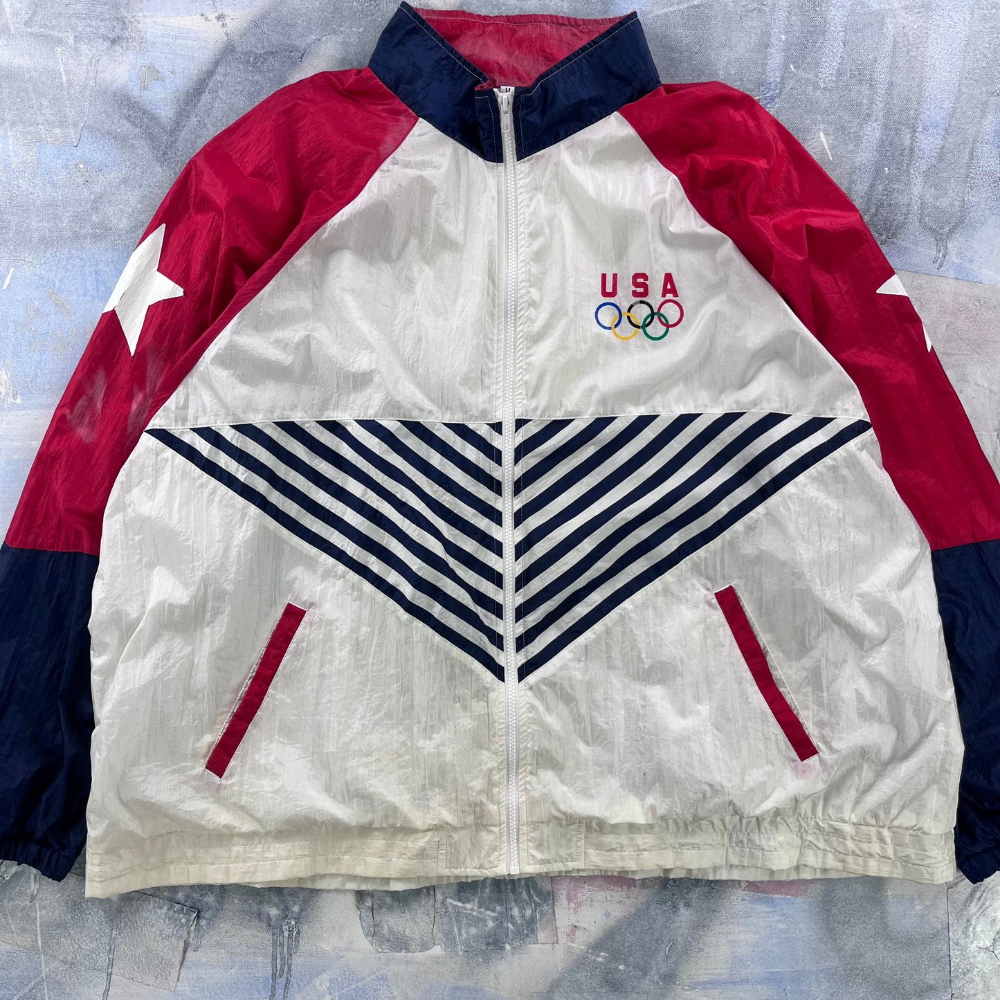 Vintage 90s USA Olympic Team Windbreaker Zip Jacket XXL