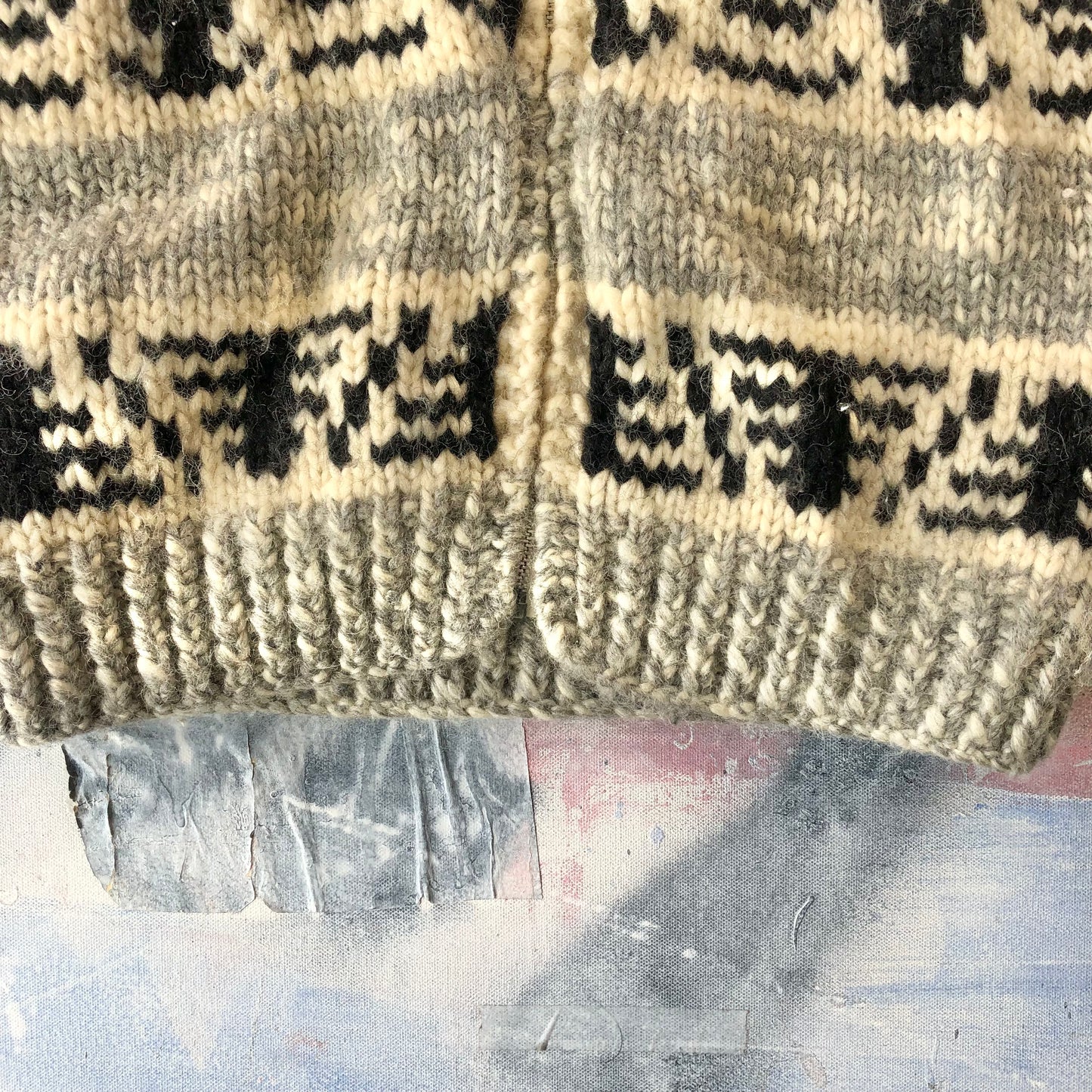 Vintage Cowichan Cardigan Wool Zip Sweater M