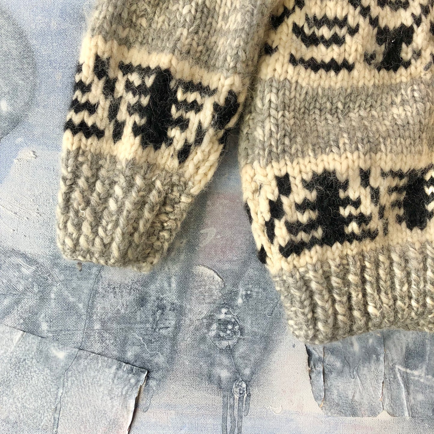 Vintage Cowichan Cardigan Wool Zip Sweater M