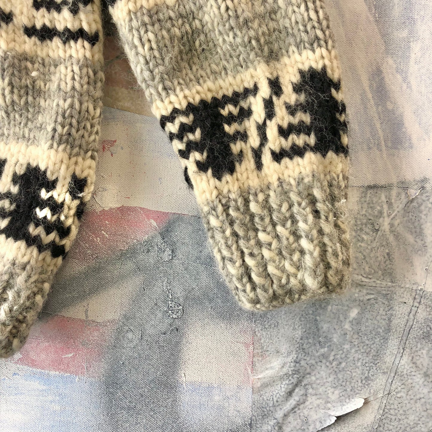 Vintage Cowichan Cardigan Wool Zip Sweater M