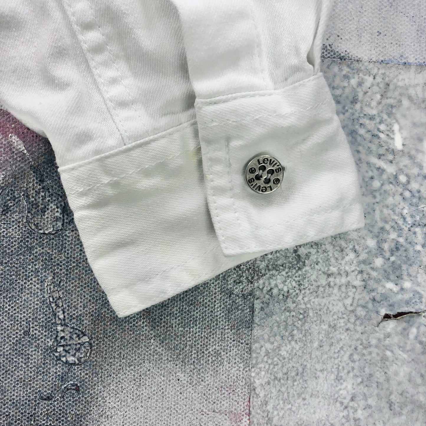 Vintage 90s Levis Embroided Mickey D´s Something For All Ages Denim Button Shirt S