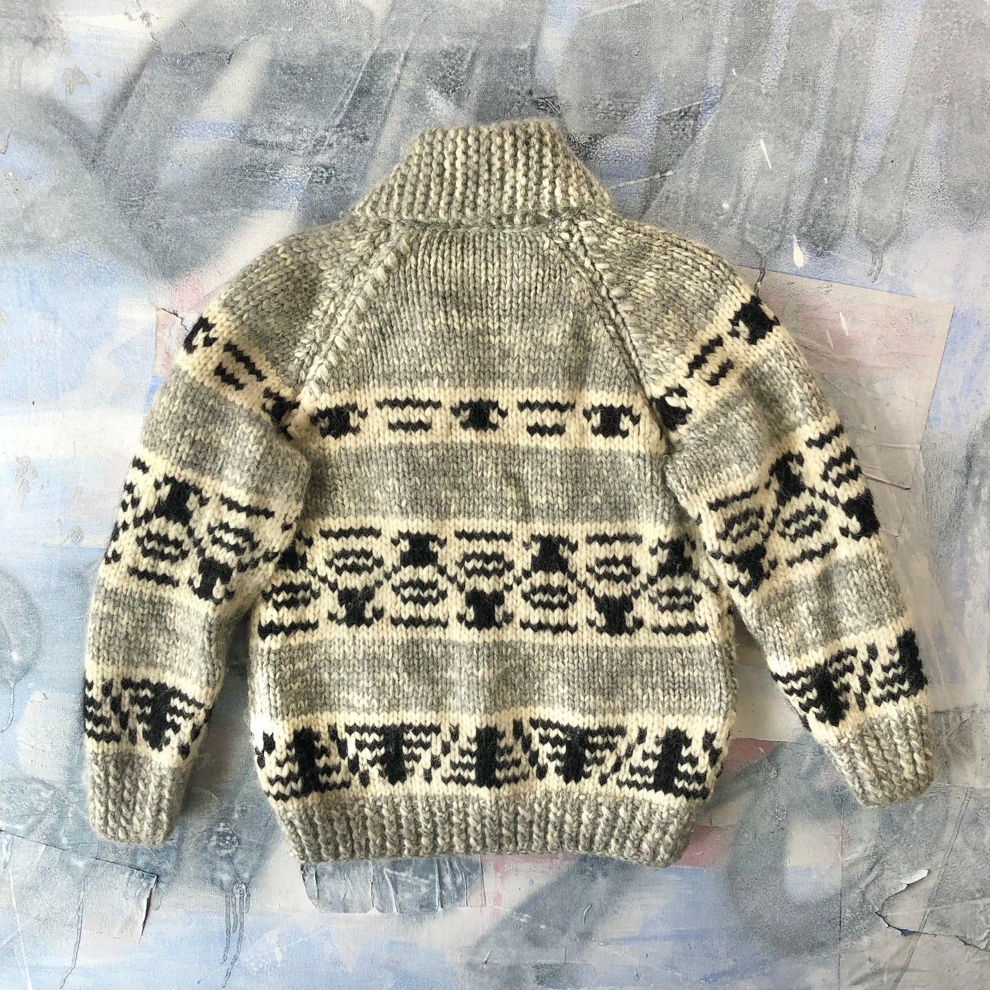 Vintage Cowichan Cardigan Wool Zip Sweater M