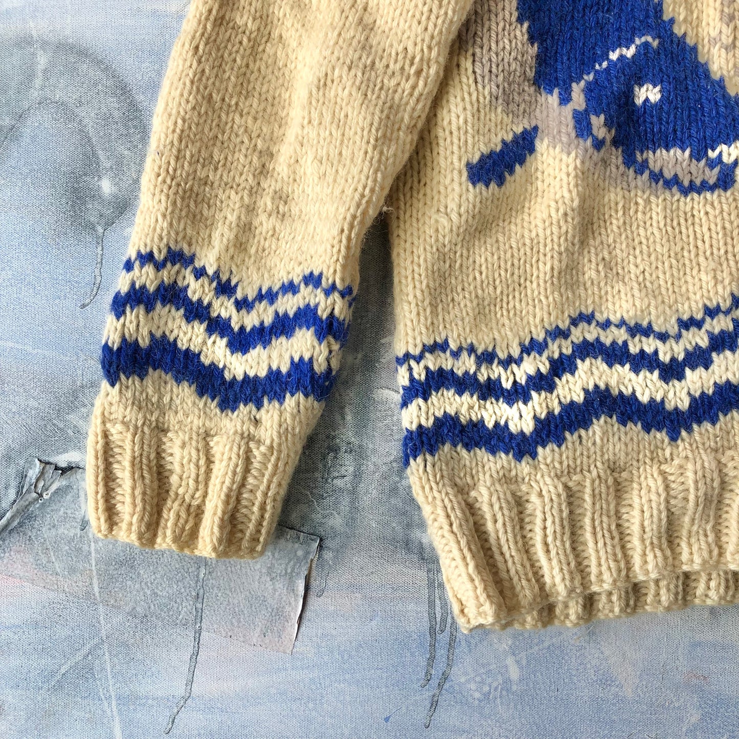 Vintage 60s Salmon Cowichan Wool Zip Sweater XL