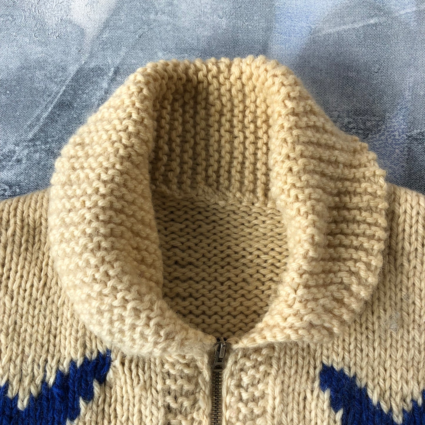 Vintage 60s Salmon Cowichan Wool Zip Sweater XL