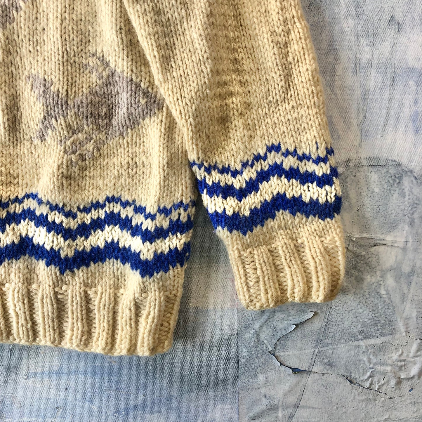 Vintage 60s Salmon Cowichan Wool Zip Sweater XL