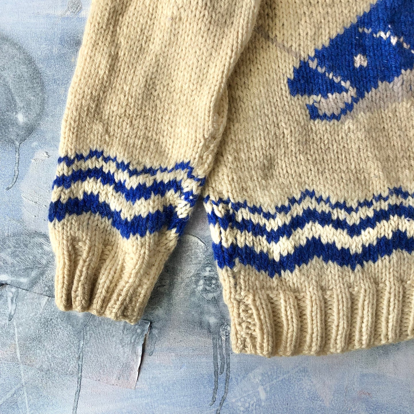 Vintage 60s Salmon Cowichan Wool Zip Sweater XL