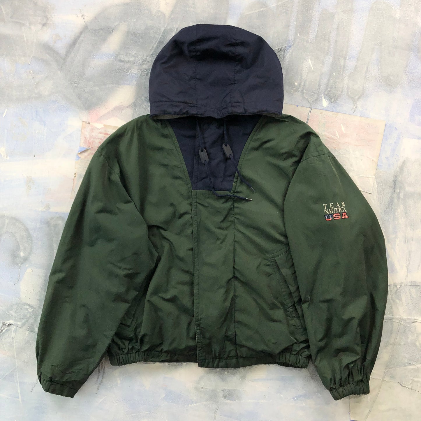 Vintage Nautica Team Nautica USA Fleece Lined Hooded Zip Jacket L