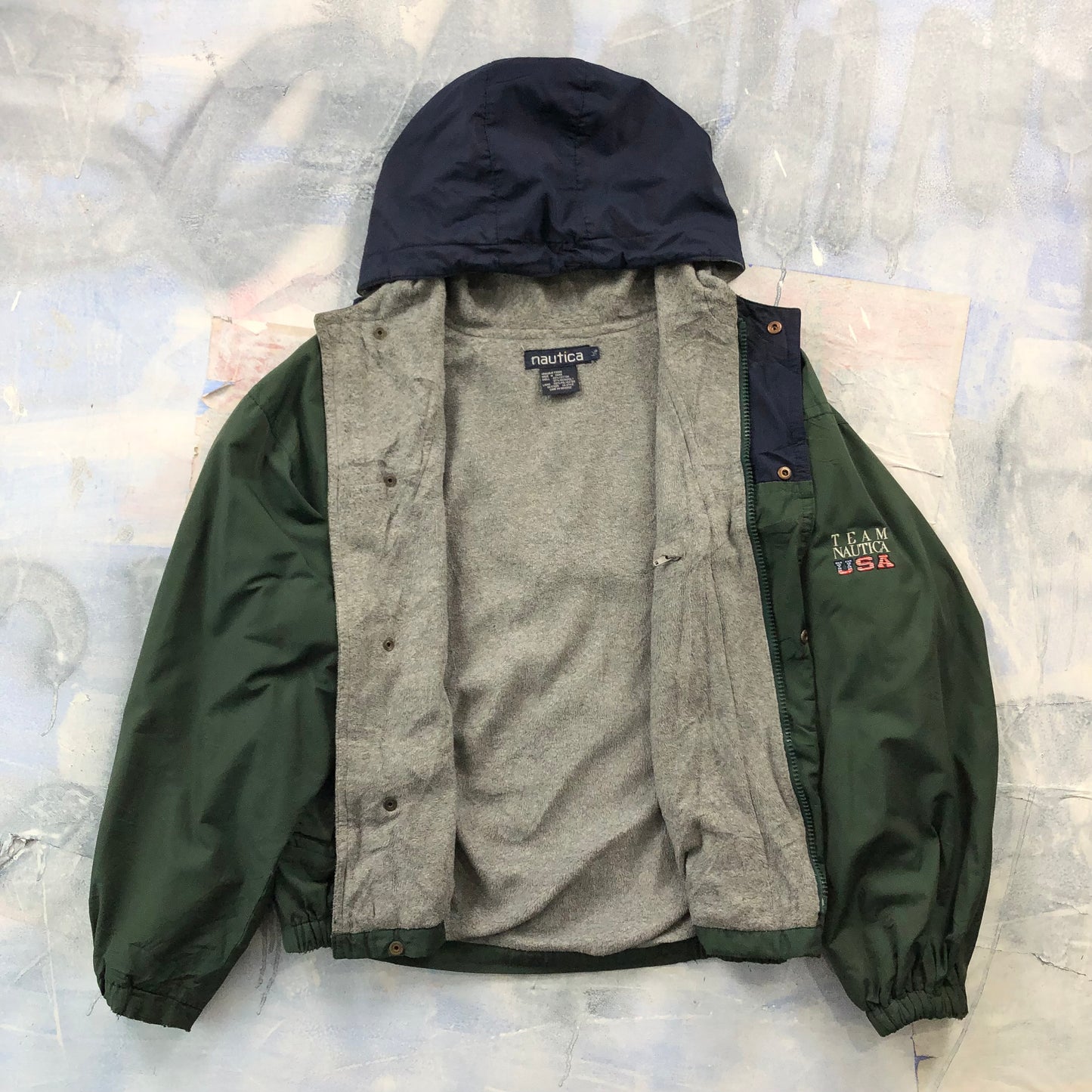Vintage Nautica Team Nautica USA Fleece Lined Hooded Zip Jacket L