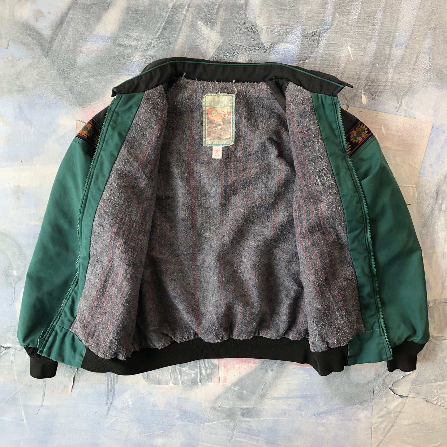 Vintage USA Canyon Guide Outfitters Blanket Lined Aztec Bomber Zip Jacket L