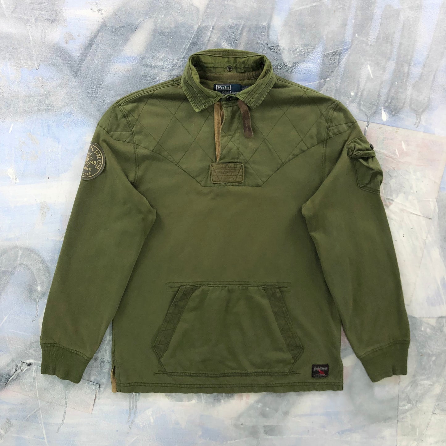 Vintage Polo Ralph Lauren Fish & Game Club Rugby Long Sleeve Hooded Polo M