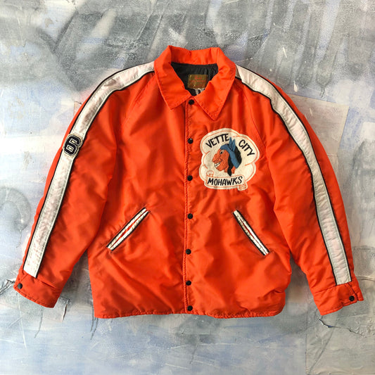 Vintage Vette City Mohawks Varsity Quilted Button Jacket L