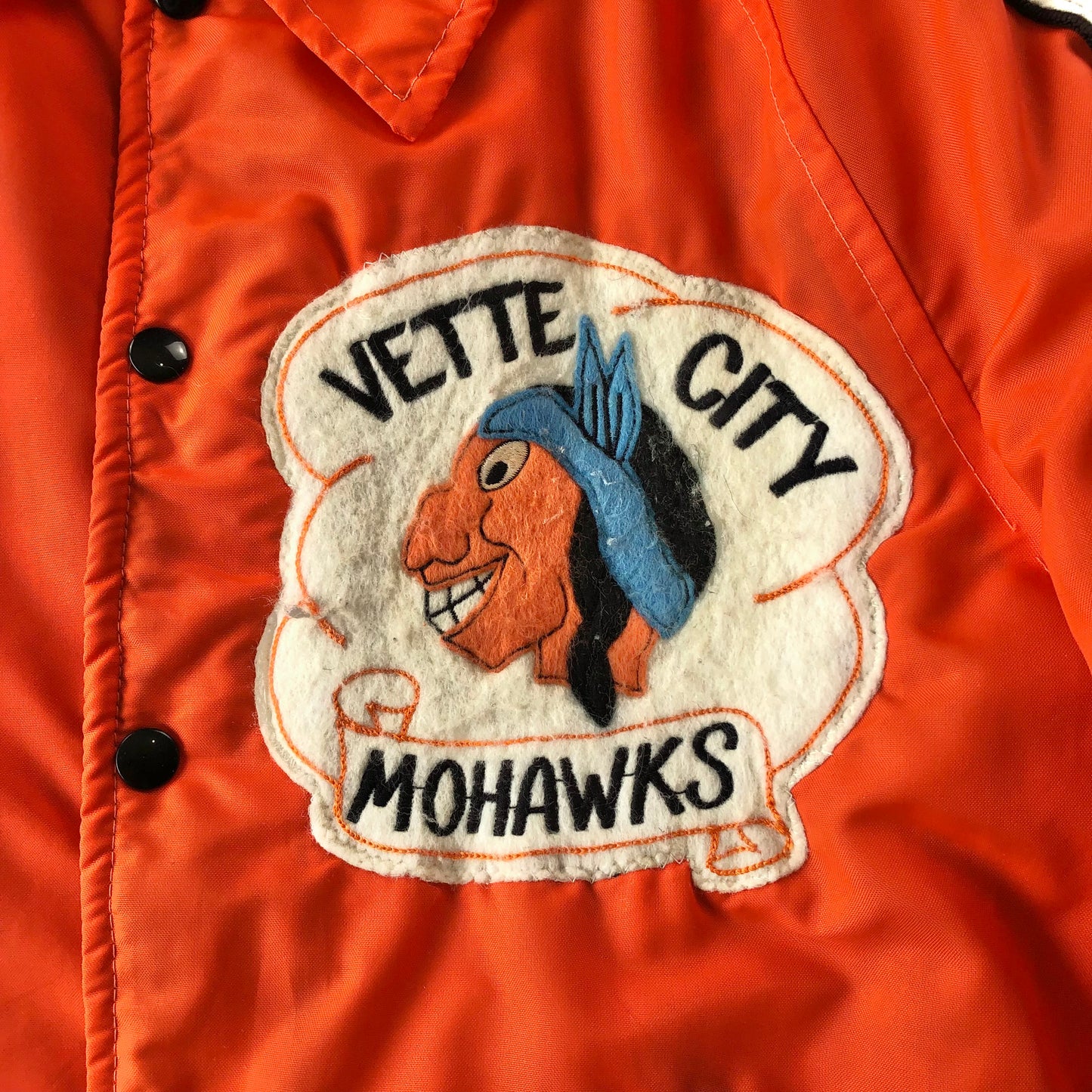 Vintage Vette City Mohawks Varsity Quilted Button Jacket L