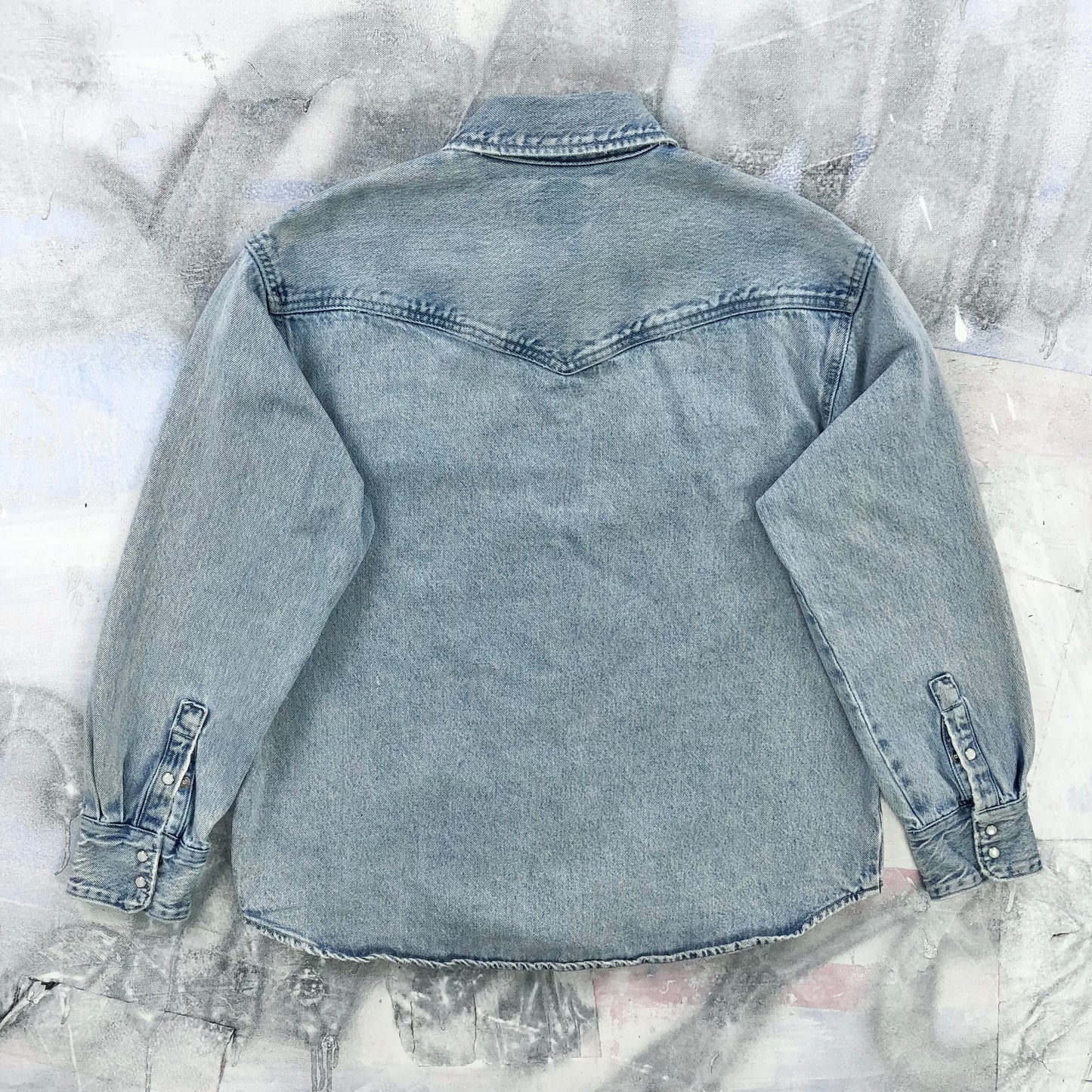 Vintage Levis Western Distressed Style Denim Button Shirt M