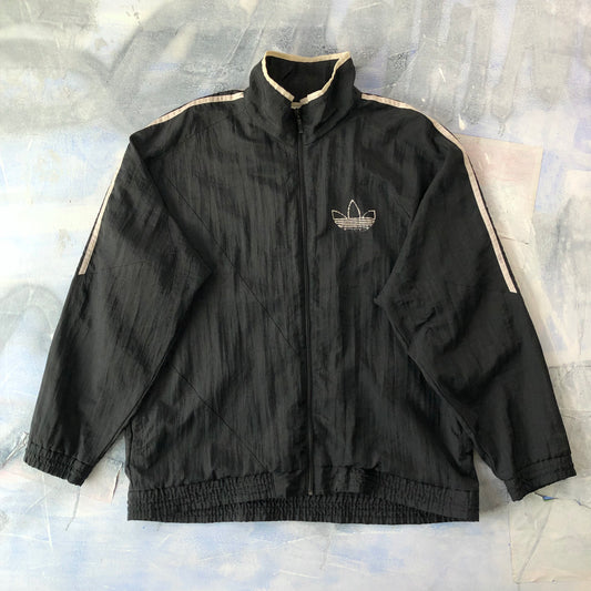 Vintage 90s Adidas Trefoil Mock Neck Windbreaker Full Zip Jacket L