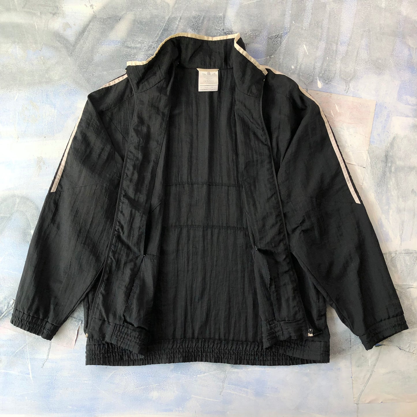 Vintage 90s Adidas Trefoil Mock Neck Windbreaker Full Zip Jacket L