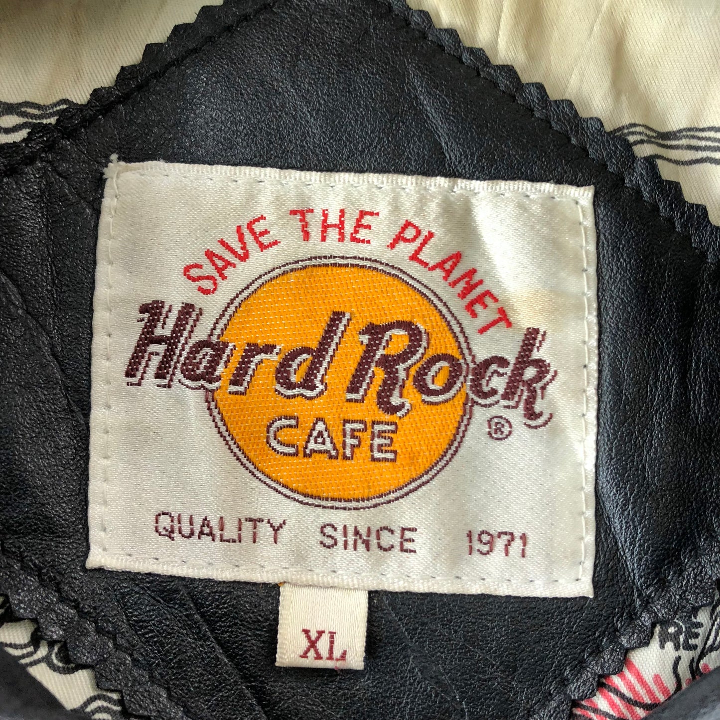 Vintage Hard Rock Cafe Honolulu Hawaii Leather Aviator Map Lined Zip Jacket XL