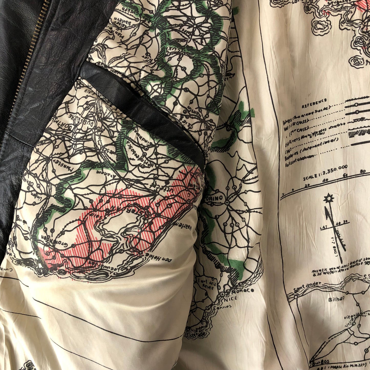 Vintage Hard Rock Cafe Honolulu Hawaii Leather Aviator Map Lined Zip Jacket XL
