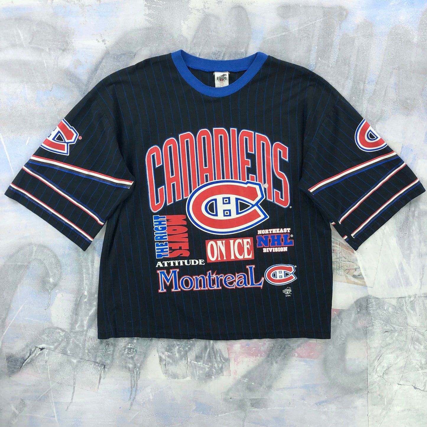 Vintage 90s NHL Montreal Canadiens Pin Stripe Heavyweight T Shirt XL