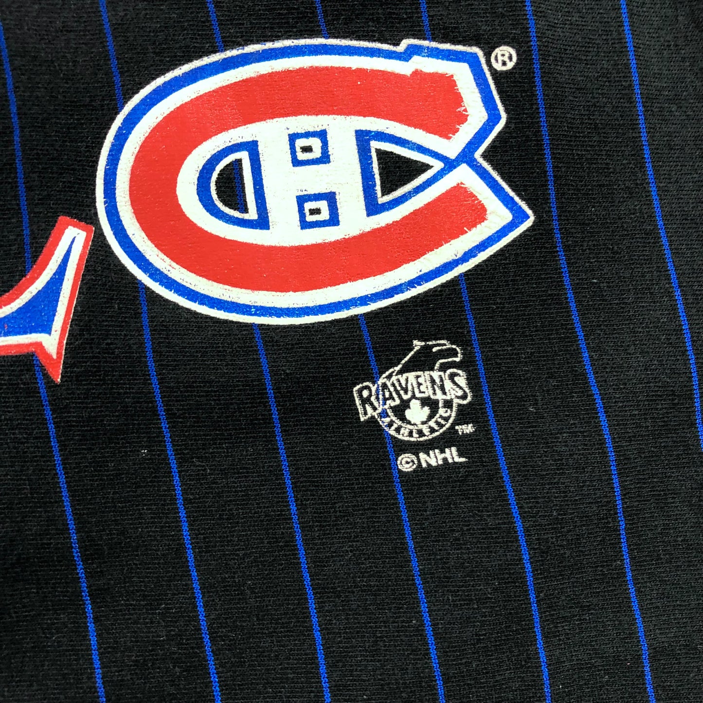 Vintage 90s NHL Montreal Canadiens Pin Stripe Heavyweight T Shirt XL