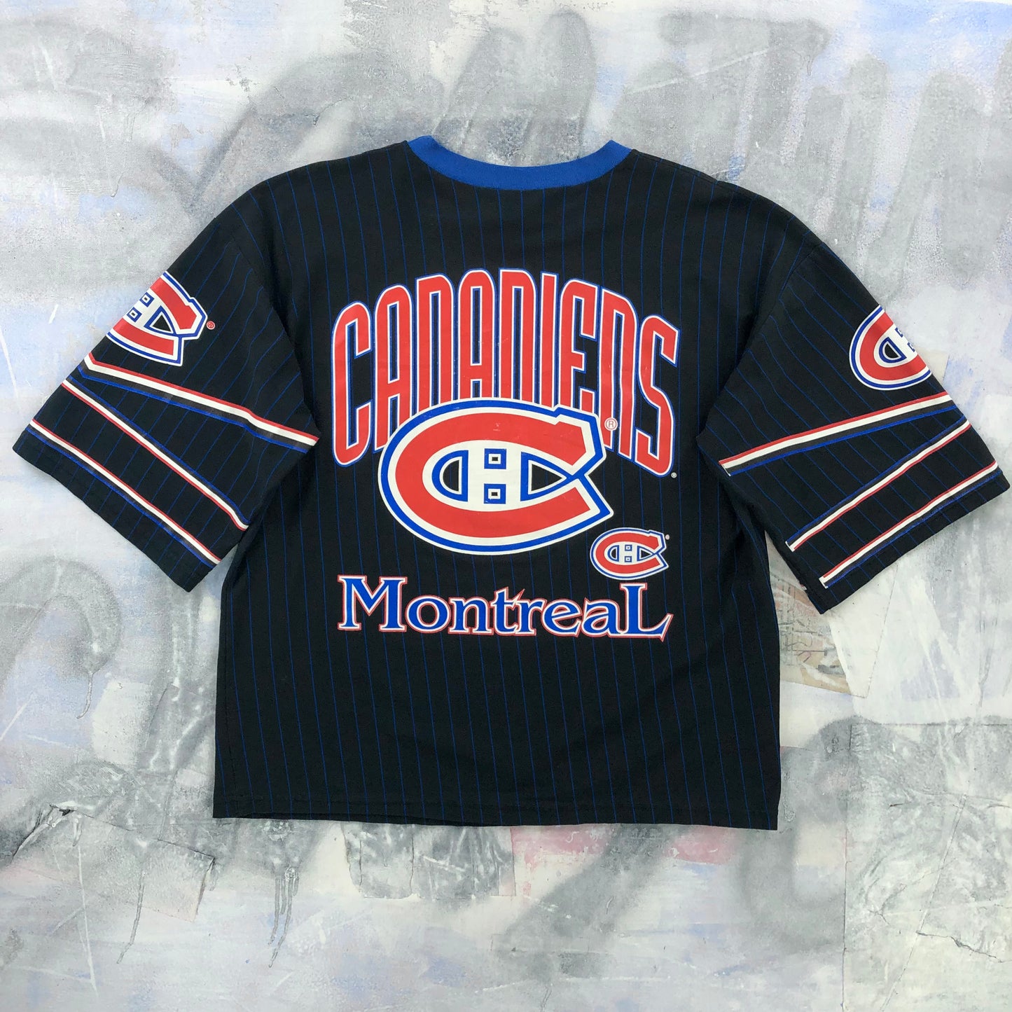 Vintage 90s NHL Montreal Canadiens Pin Stripe Heavyweight T Shirt XL