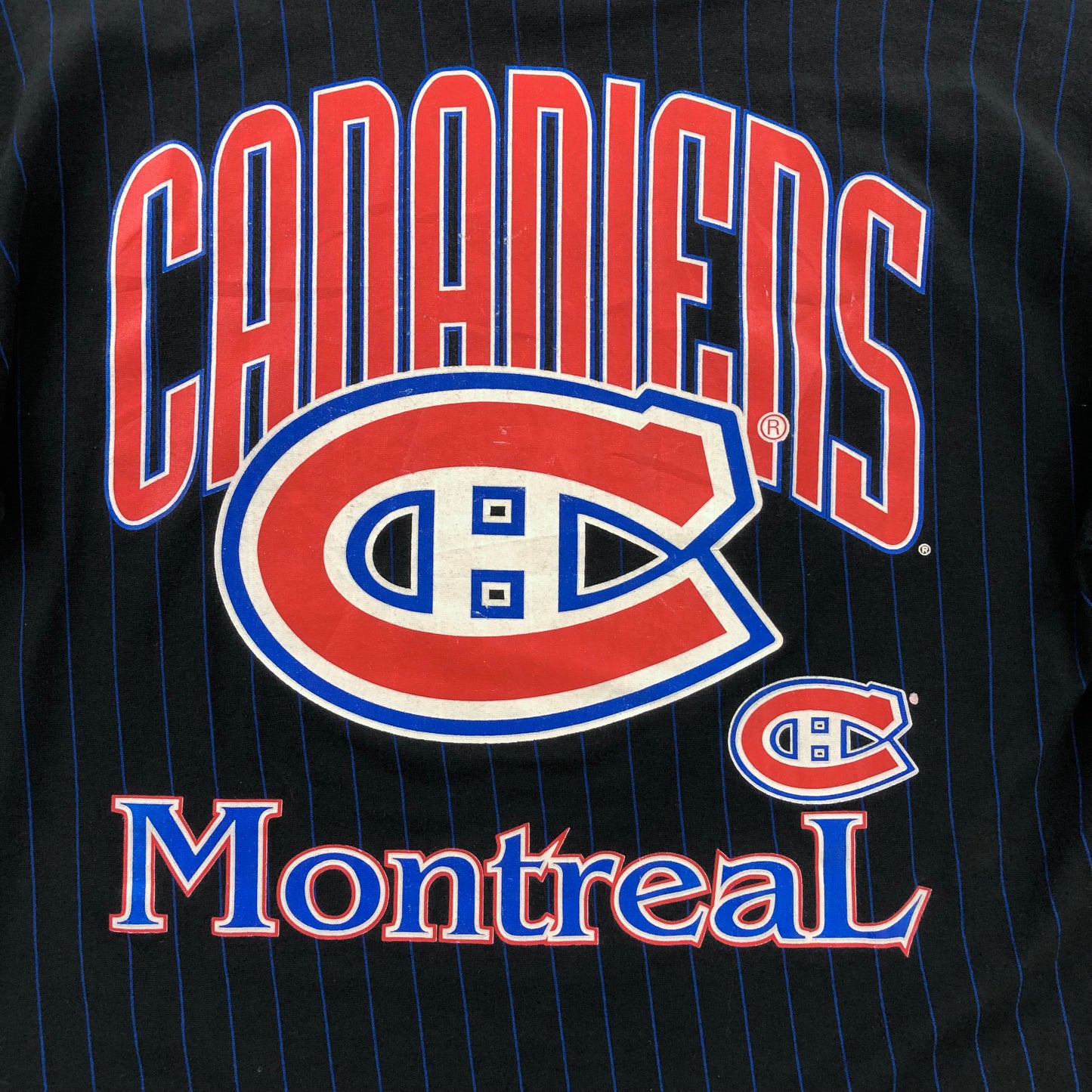 Vintage 90s NHL Montreal Canadiens Pin Stripe Heavyweight T Shirt XL