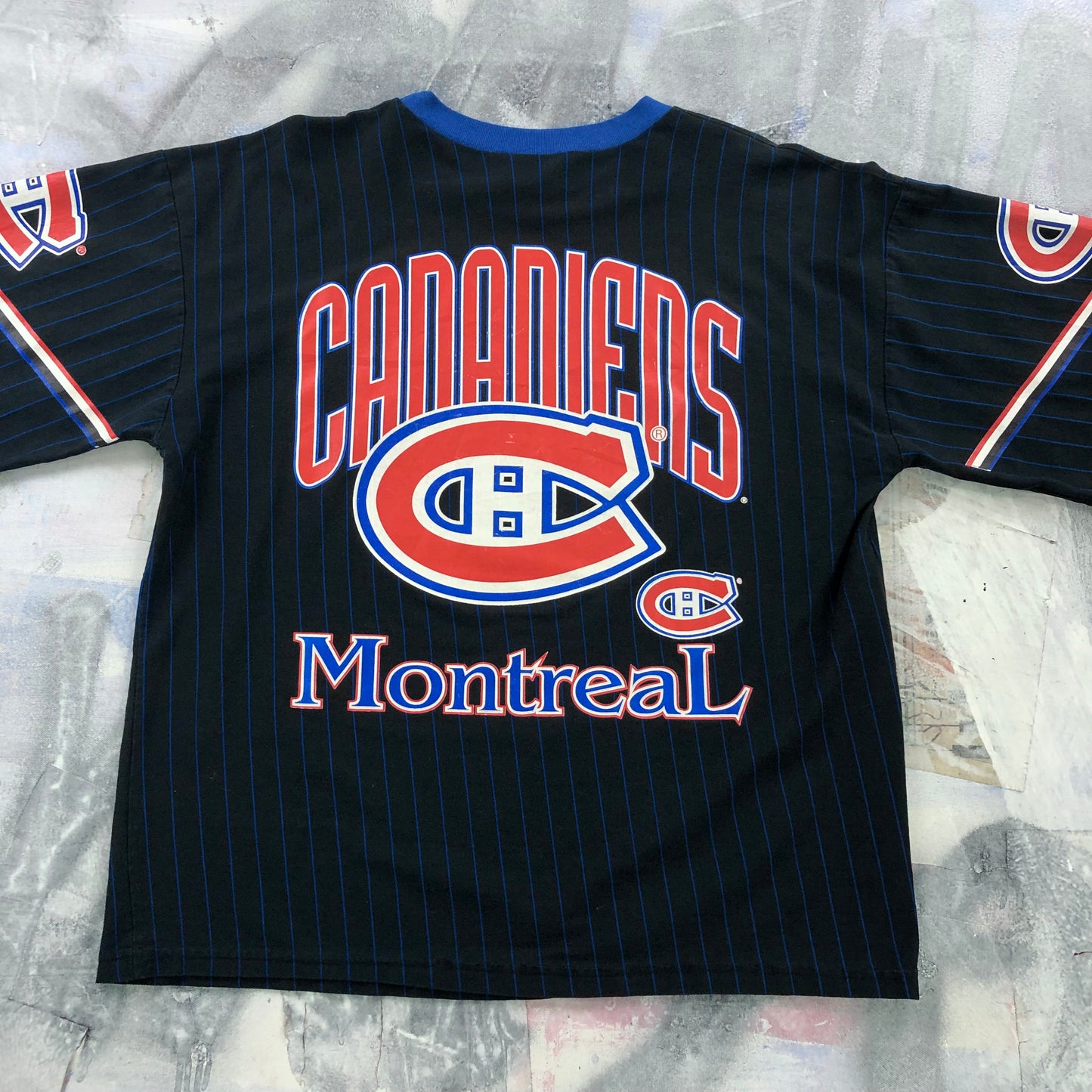 Vintage 90s NHL Montreal Canadiens Pin Stripe Heavyweight T Shirt XL