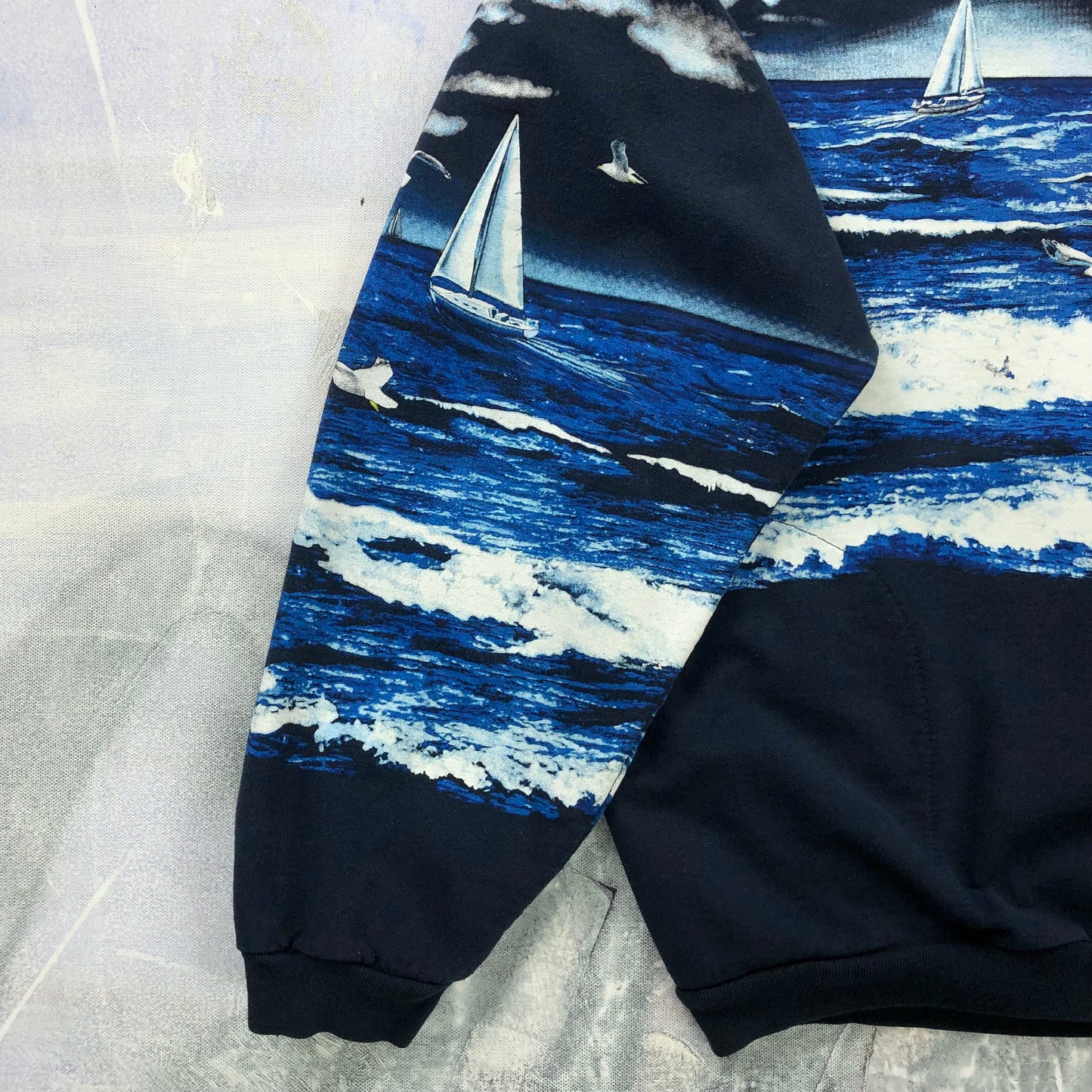 Vintage 90s Lighthouse AOP Crewneck Sweatshirt L