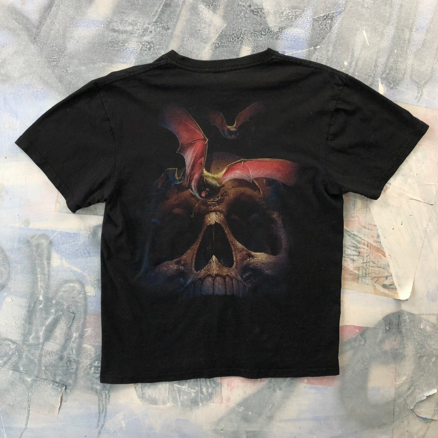 Vintage Y2K Hot Rock Skull & Bats T Shirt M