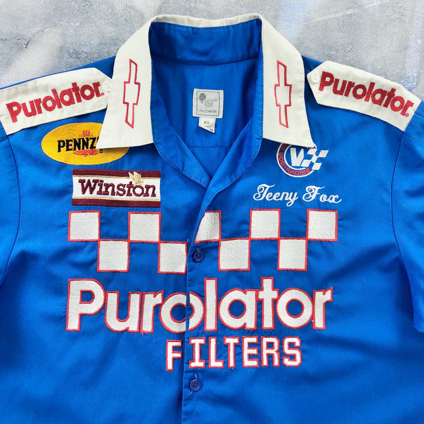 Vintage 90s Nascar Winston Cup Purolator Racing Button Shirt