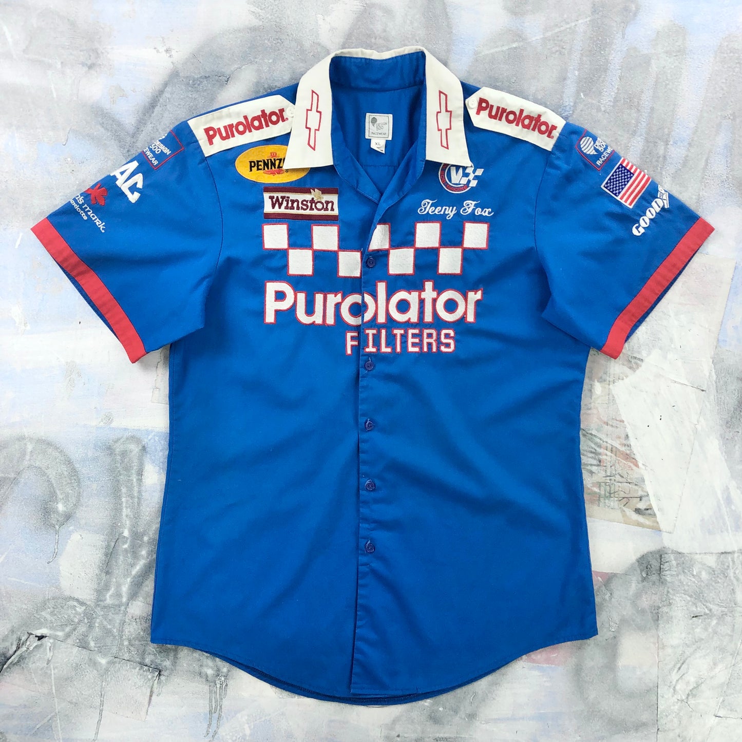 Vintage 90s Nascar Winston Cup Purolator Racing Button Shirt