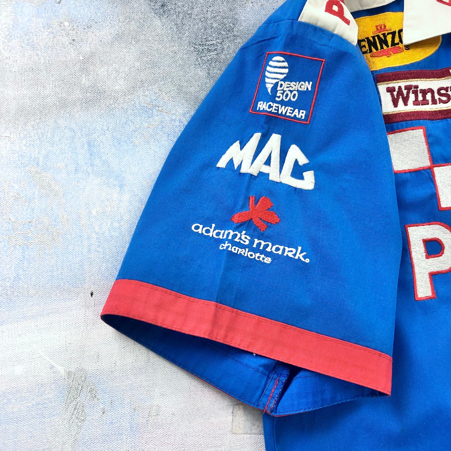 Vintage 90s Nascar Winston Cup Purolator Racing Button Shirt