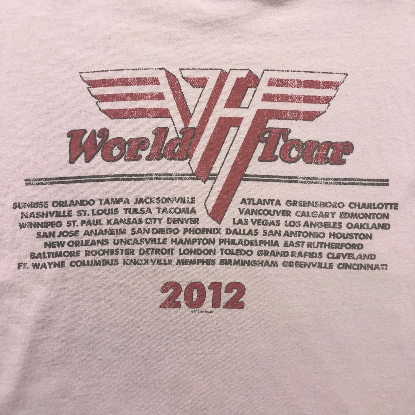 Vintage Van Halen 2012 World Tour T Shirt L