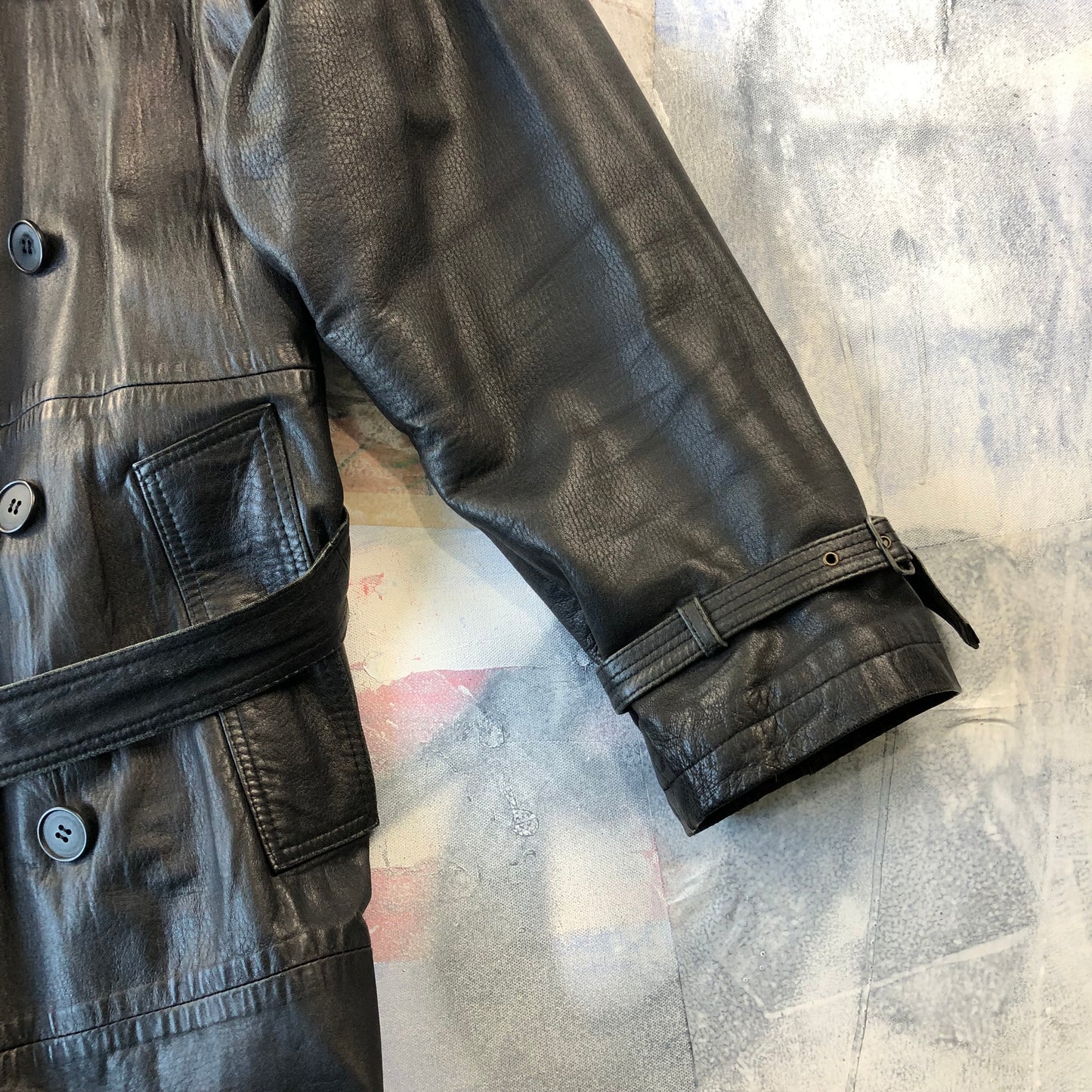 Giorgio Armani Leather Belted Trench Coat