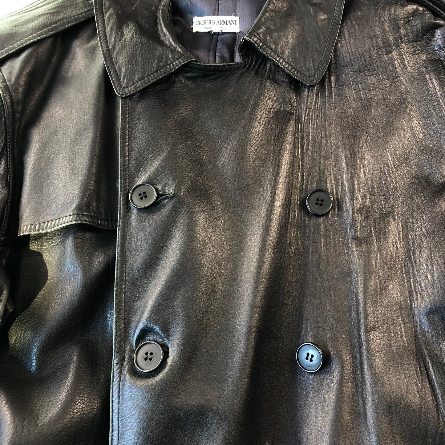 Giorgio Armani Leather Belted Trench Coat
