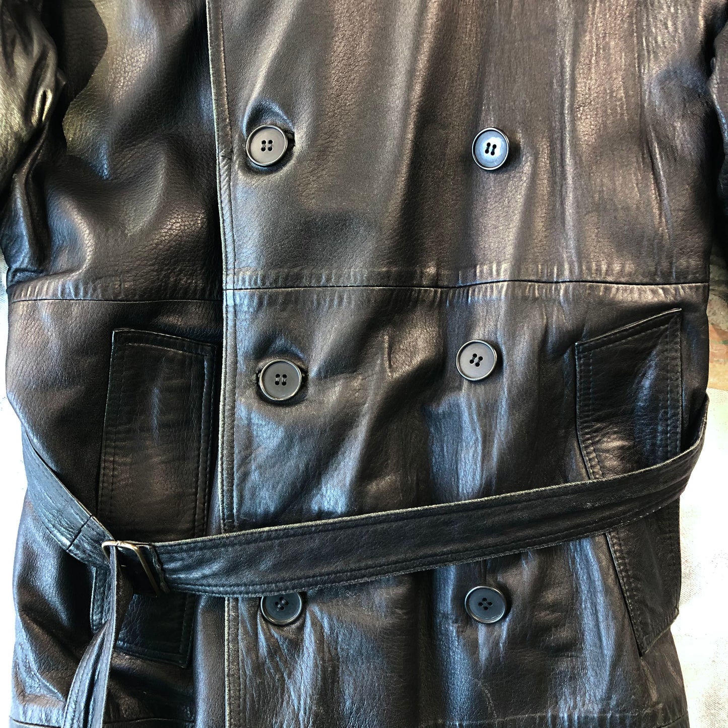 Giorgio Armani Leather Belted Trench Coat