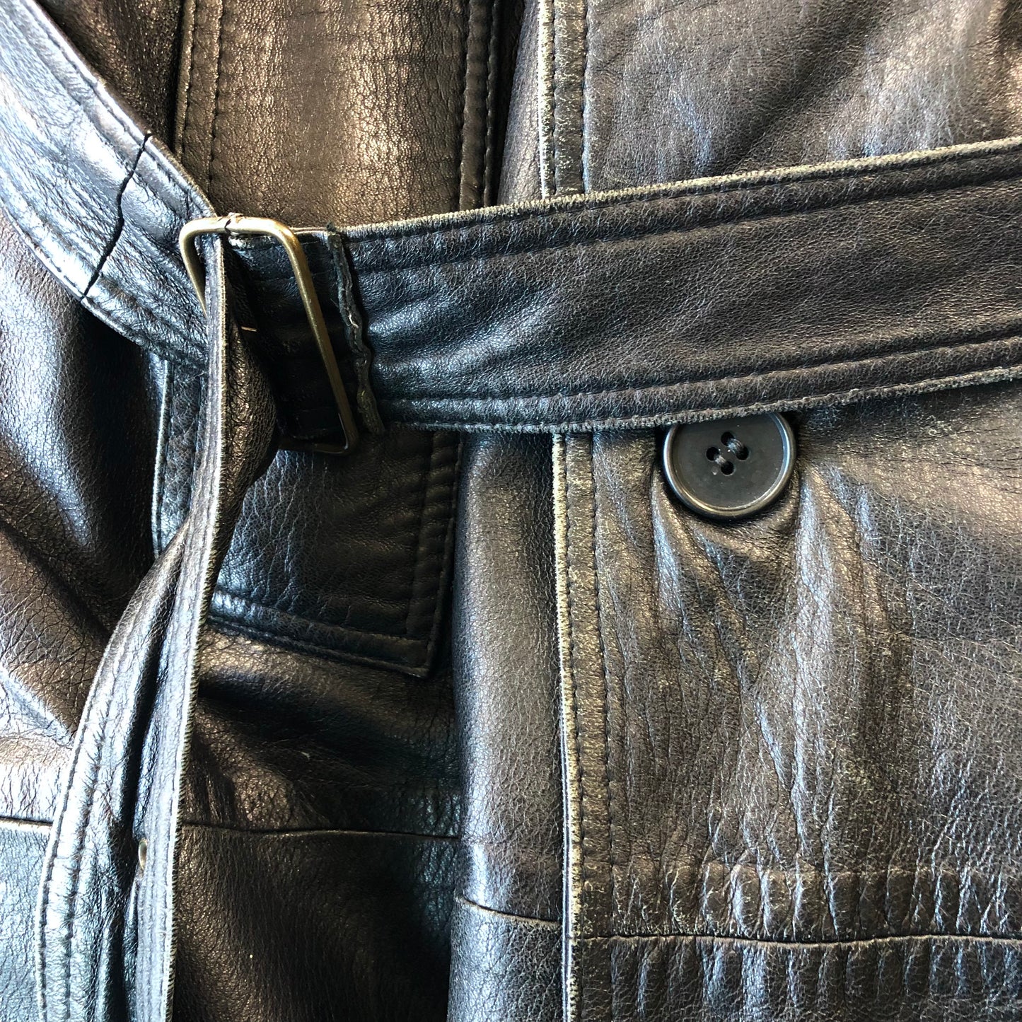 Giorgio Armani Leather Belted Trench Coat