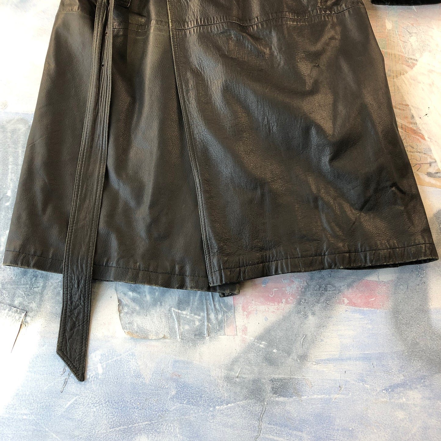 Giorgio Armani Leather Belted Trench Coat