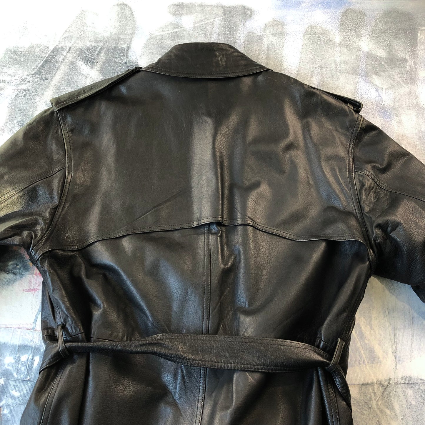 Giorgio Armani Leather Belted Trench Coat