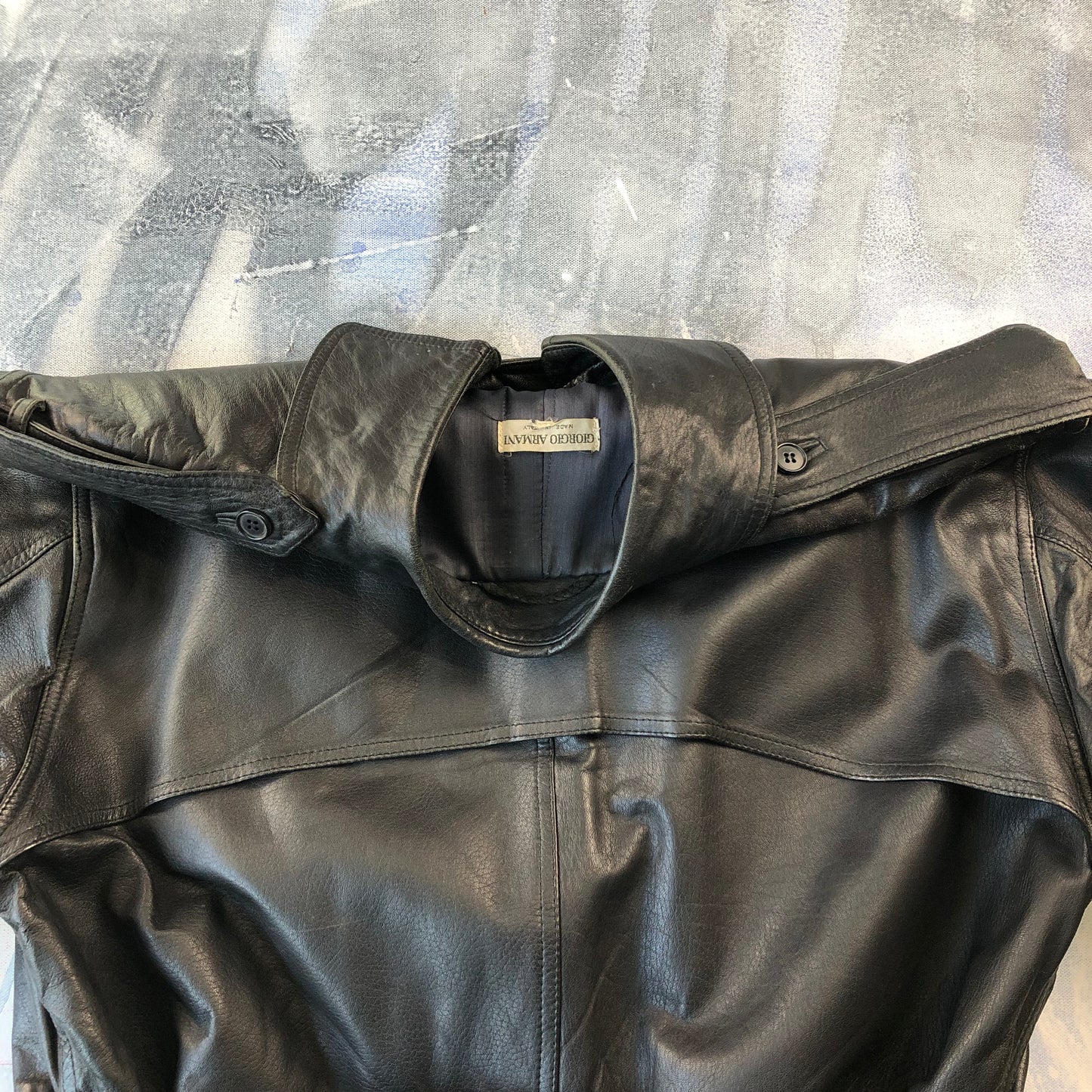 Giorgio Armani Leather Belted Trench Coat