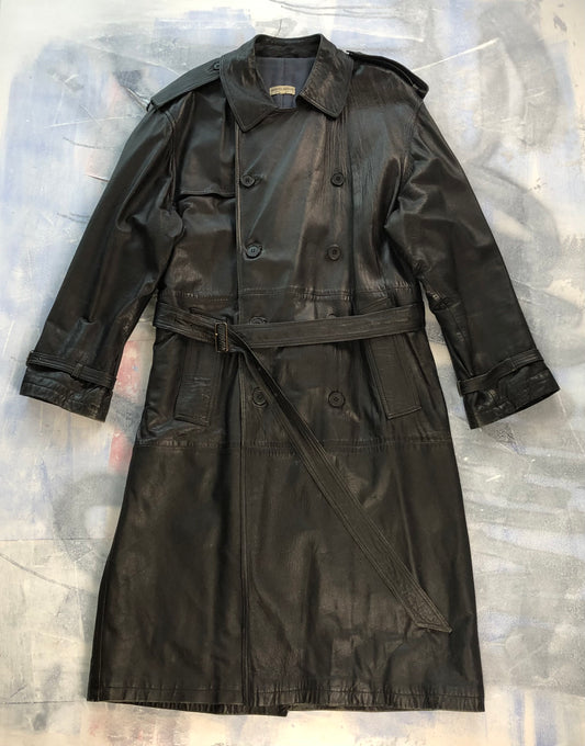 Vintage Giorgio Armani Leather Belted Trench Coat