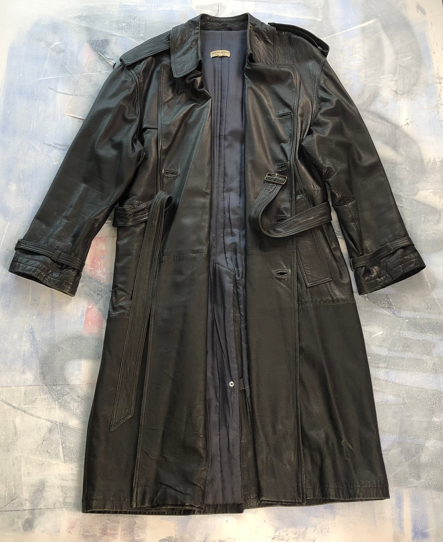 Giorgio Armani Leather Belted Trench Coat